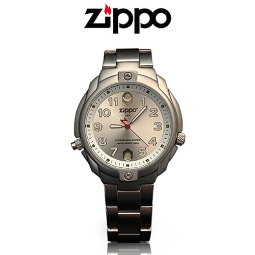 ZIPPO 시계 메탈 실버LED GTX-3 손목시계 LED 후레쉬 시계